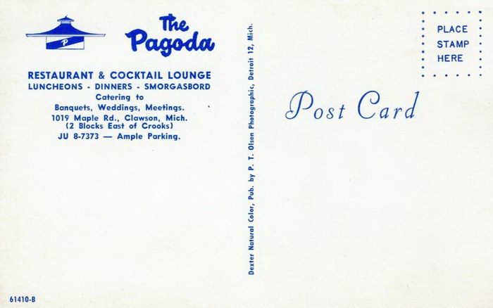 The Pagoda Restaurant & Cocktail Lounge (Procks) - Old Postcard (newer photo)